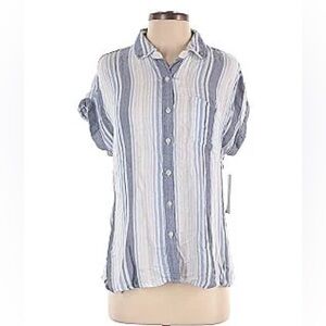 Cosmic Blue Love Short Sleeve Striped Shirt
